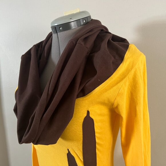 Global Goddess Goods Sz M Cattails Hoodie Cowl Neck Organic Cotton Knit Tunic - Picture 2 of 8